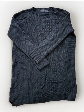 MINKPINK Womens M Black Cable Knit Oversized Long Sweater Pullover AS IS